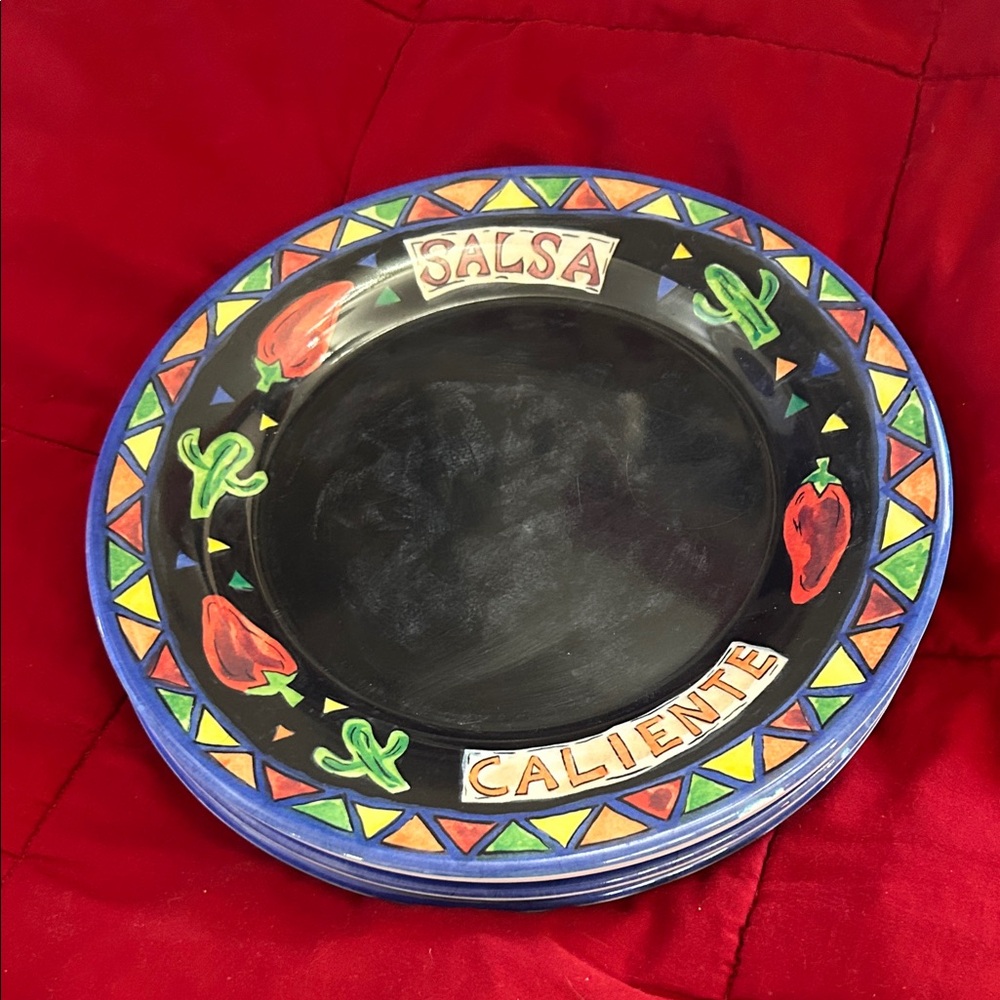 Set of 4 Colorful Salsa Caliente Plates.